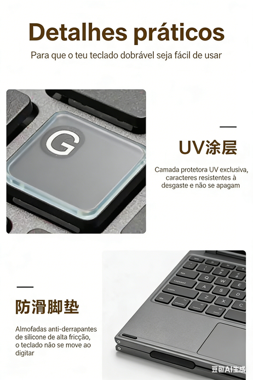 Teclado Bluetooth Dobrável com Touchpad para iOS Android Windows Teclado Sem Fios Multi-dispositivos