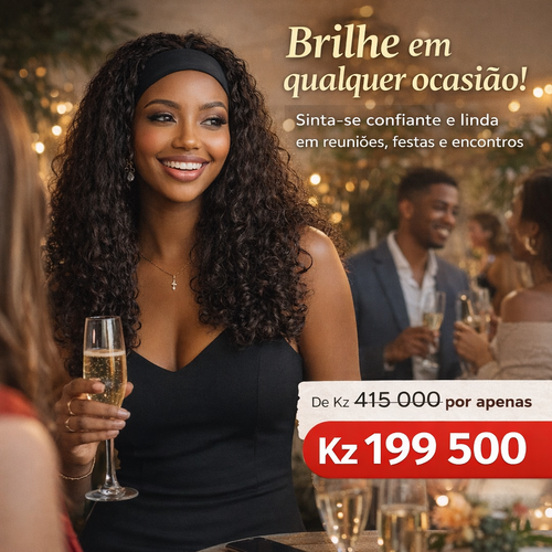 Peruca de Cabelo Humano 100% Natural | Peruca Feminina Cacheada Luxo em Luanda