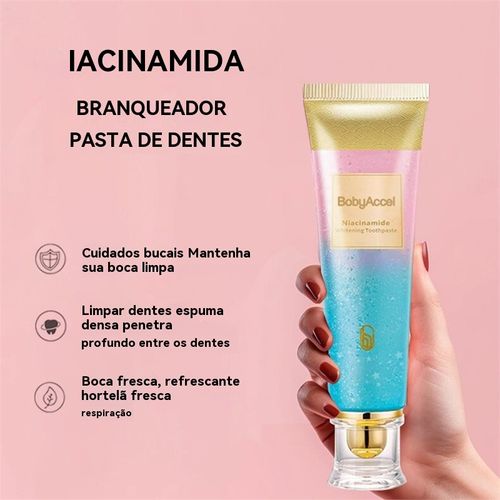 Pasta de Dente Branqueadora com Niacinamida – Limpeza Profunda, Dentes Mais Brancos e Hálito Fresco