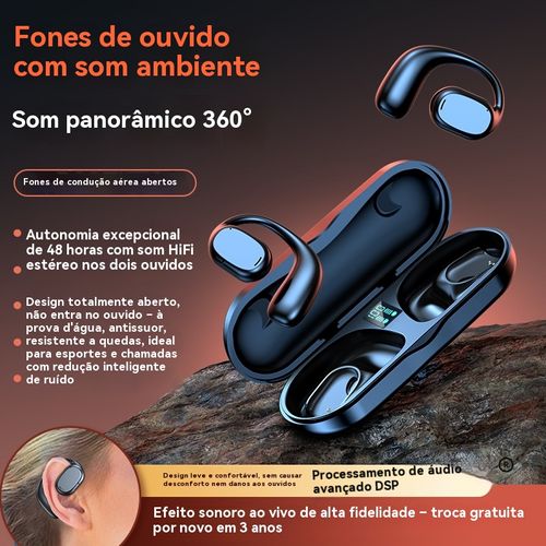 Fones de ouvido Bluetooth de condução óssea