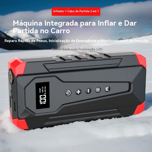 Artefato de Emergência Veicular 12V 🔥: Partida Instantânea + Inflador de Pneu + Bateria Móvel — Must-Have para Carros Angola!