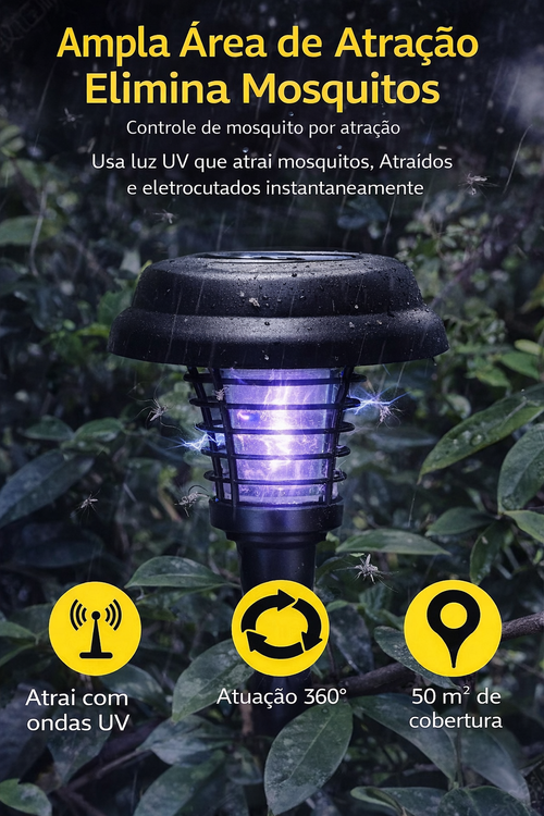 Mata-Mosquitos Solar Inteligente | Eliminação Automática Sem Eletricidade