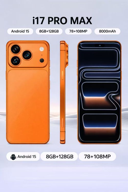 i17 Pro Max Smartphone Android 15 📱 8GB+128GB 🚀 Bateria 8000mAh 🔋 Câmera 108MP 📸 Tela Gigante 7.3” | Desempenho Máximo