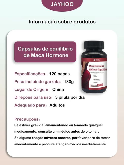 Cápsulas Maca Hormone Balance Angolana - Regula Endócrino, Aumenta Curva Coxas, Melhora Metabolismo e Energia | Composto Natural com Maca Preta, Aguaje