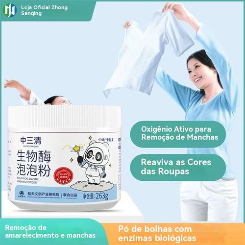 ✨Pó de Bolhas com Enzimas Biológicas – Remove Manchas Difíceis Sem Esfregar, Seguro para Bebês | Ideal para Angola👶