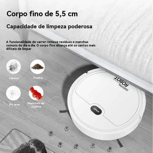 🚀 Mini Robô Aspirador 3-em-1 | Super Sucção 💨 · Escovas Duplas 🌀 · Corpo Fino mas Força de Gigante 💪