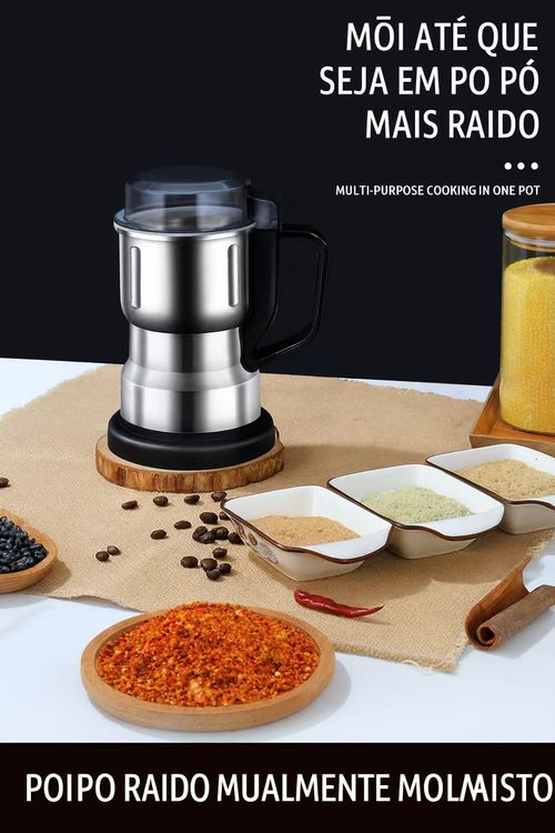 Moedor Elétrico Turbo 10.000W para Grãos e Temperos – Alta Velocidade, Lâminas Reforçadas, Pó Fino em Segundos