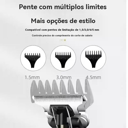 Máquina de Cortar Cabelo Profissional 0mm | Aparador Recarregável para Barbeiro e Uso Doméstico | Motor Potente e Lâmina de Precisão