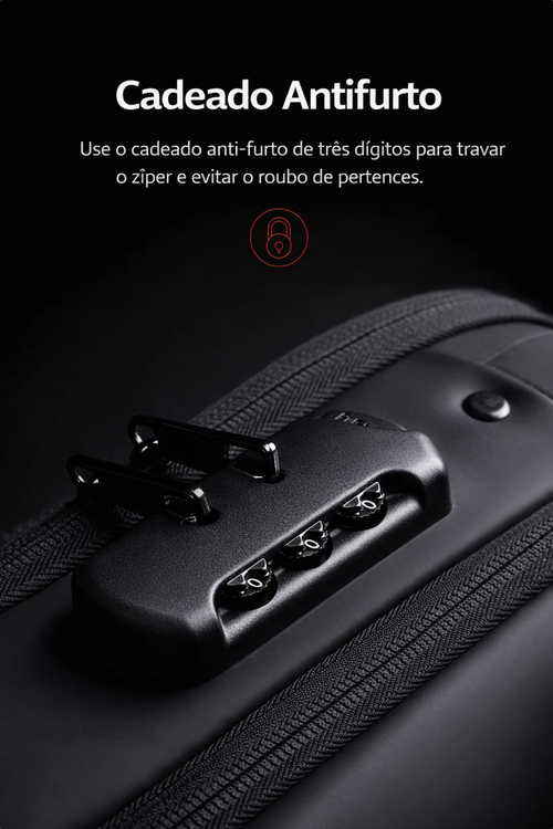Mochila Antifurto Masculina com USB | Segura, Moderna e Ideal para Luanda