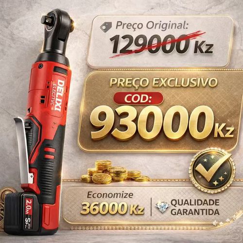 Chave de Catraca Elétrica DELIXI 12V Alta Potência | Ferramenta Profissional com Bateria | Entrega em Luanda COD
