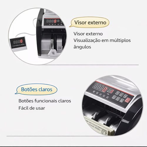 Contadora de Notas Multi-Moeda Profissional | Máquina Contar Dinheiro com Detector de Notas Falsas | Entrega em Luanda COD