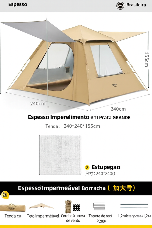 Toldo de Campismo Multifuncional | Proteção Solar UV 99,9% | Impermeável & Resistente ao Vento | Montagem Rápida | Cobertura para Praia, Quintal e Acampamento | Tenda Reforçada para Sombra de 13 m² | Ideal para Angola
