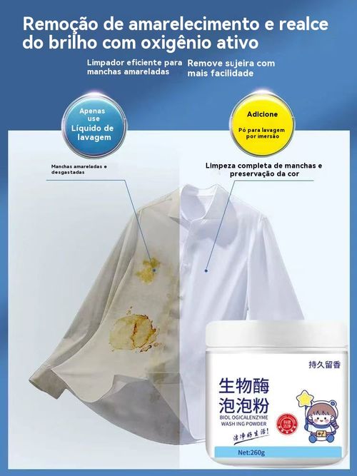 ✨Pó de Bolhas com Enzimas Biológicas – Remove Manchas Difíceis Sem Esfregar, Seguro para Bebês | Ideal para Angola👶