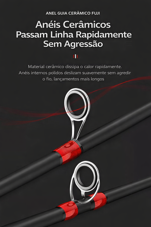 Vara de Pesca em Fibra de Carbono Profissional com Carreto Metálico | Arremesso Longo