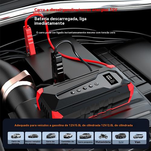 Artefato de Emergência Veicular 12V 🔥: Partida Instantânea + Inflador de Pneu + Bateria Móvel — Must-Have para Carros Angola!