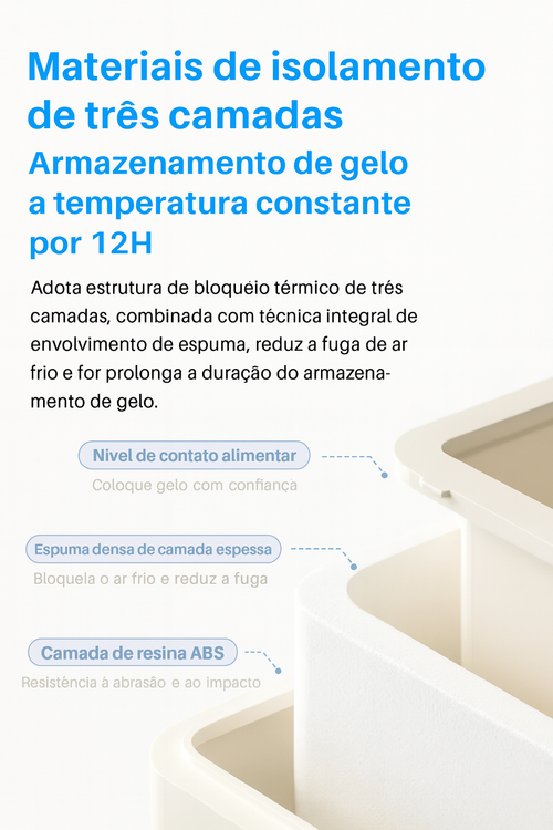 Máquina de Gelo Portátil 12KG/Dia – Gelo em 6 Minutos, Duas Tamanhos, Autolimpeza, Silenciosa e Ideal para Angola