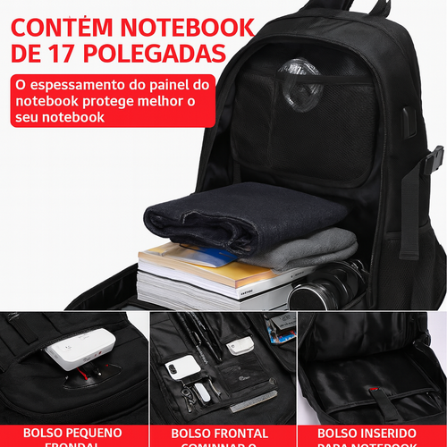 Mochila de Viagem 80L Expansível com Compartimento para Sapatos e Porta USB | Ideal para Trabalho e Viagens