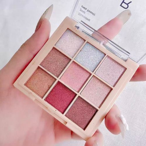 Nove cores de sombra de olho pérola brilhante anti-suor não é fácil de enfermar nove reticular vídeo de olhos