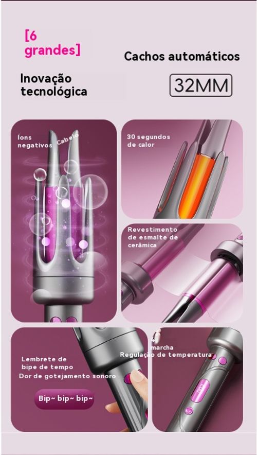 Bobina de Cabelo Automática 2025 – Cachos Perfeitos Rápidos e Sem Esforço para Todos os Tipos de Cabelo!