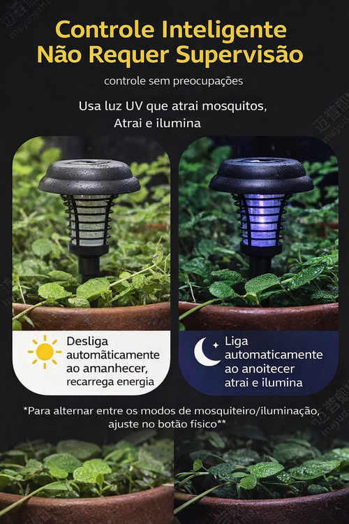 Mata-Mosquitos Solar Inteligente | Eliminação Automática Sem Eletricidade