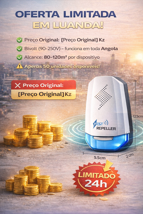 Repelente Ultrassônico Contra Ratos e Insetos | Entrega em Luanda COD