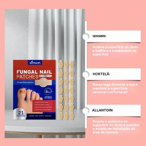 Ximonth Parche de Reparo de Unhas Fungosas🌿 Ingredientes Vegetais Reparo Profundo 8 Horas 21 Parches Uso Dia e Noite