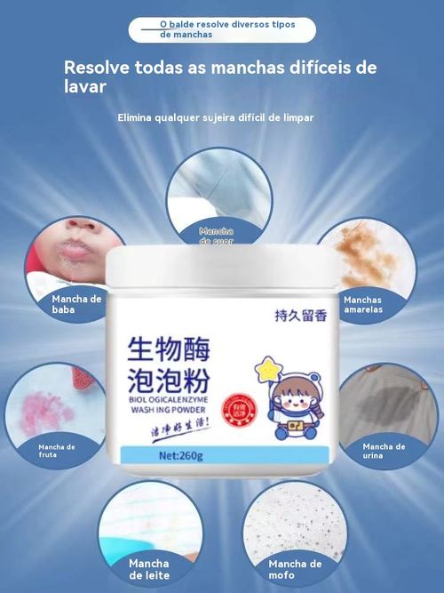 ✨Pó de Bolhas com Enzimas Biológicas – Remove Manchas Difíceis Sem Esfregar, Seguro para Bebês | Ideal para Angola👶