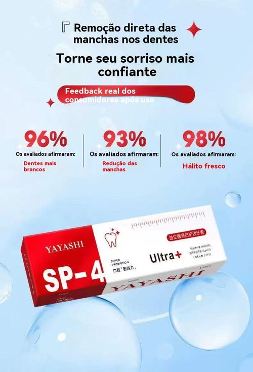 ✨Creme Dental Probiótico YAYASHI SP-4 – Clareia Dentes, Remove Manchas e Fresca Hálito para Angola! 😁