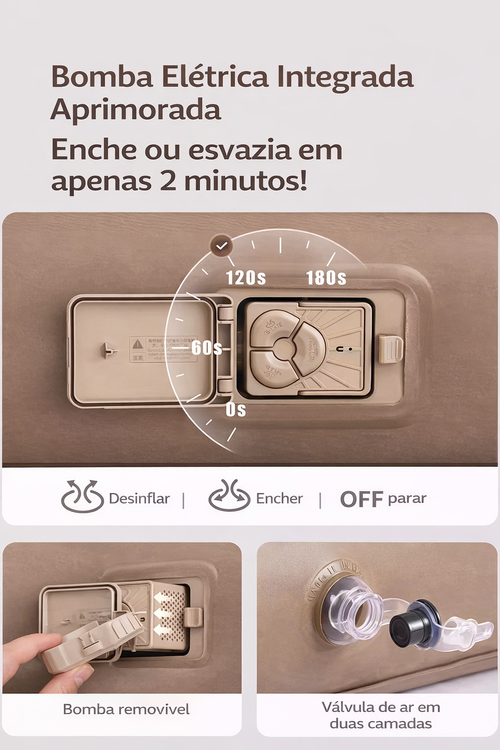 Colchão Inflável de Casal com Bomba Elétrica | Cama Inflável Confortável | Entrega em Luanda COD