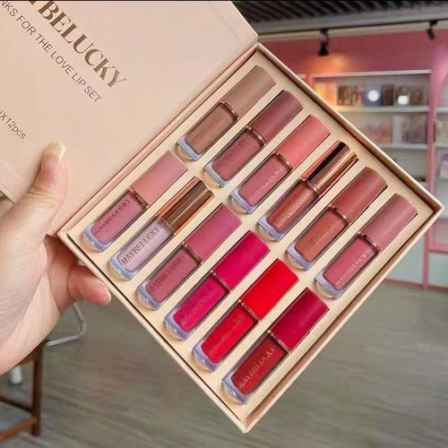 Batom de veludo mate 12 cor maquiagem kit natural duradoura impermeável face névoa lábios esmalte lábios cor