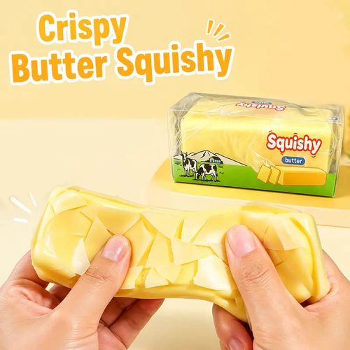 🧀🧀soft and squishy slow-rebound butter stick stress relief toy with crispy wax inside, made of PU material, perfect for relieving stress