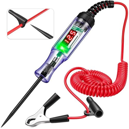5V-90V Automotive Digital LED Circuit Tester, Bidirectional Polarity Voltage Tester with 110 Extended Spring Wire & Alligator Clip, Auto Fuse Tester for Cars, Trucks, Motorcycles