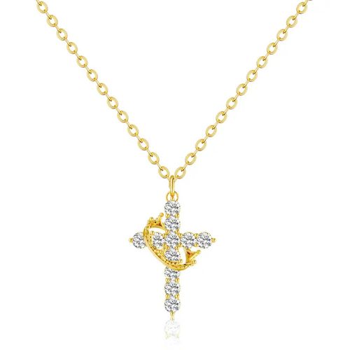 💖Upgraded Crown Cross Necklace, Crown Cross Pendant Necklace💎