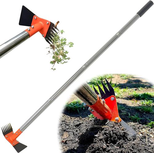 🌱 2-in-1 Garden Hoe and Weeding Rake 60 Inch Adjustable Long
