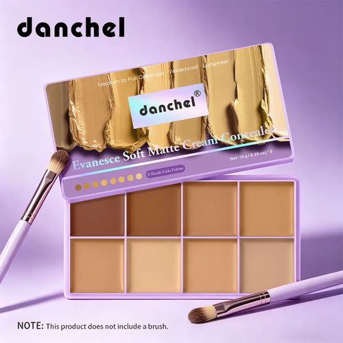 💖Danchel 1-Count Concealer Palette, Multi-Use Concealer, Longwear Concealer, 8 Shades Available