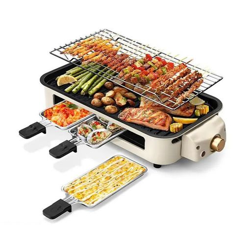 💥HOT！Corded 2-in-1 Electric Indoor Nonstick Grill & Non Stick Griddle - 1800W Smokeless Heat, Adjustable Temperature Control