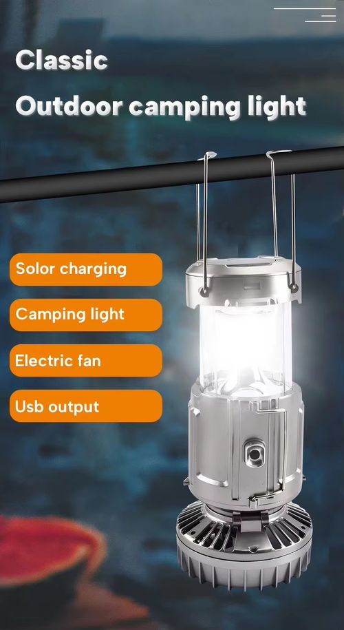 3 in 1 LED Camping Lantern with Fan Emergency & Hiking Use IP65 Rated Lithium-Ion Battery USB Charging Portable