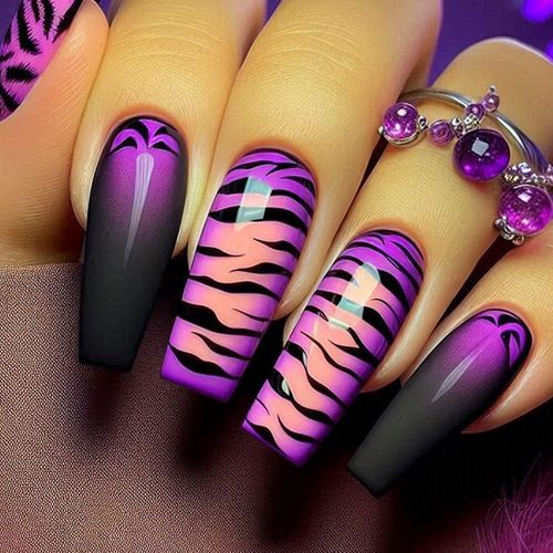 2026 Luxury Hand Painted Blue Gradient Camellia Press On Nails, Gold Foil French Tip Long Coffin False Nails, Nude Navy Floral Glue On Nails For Women Daily Party Wear