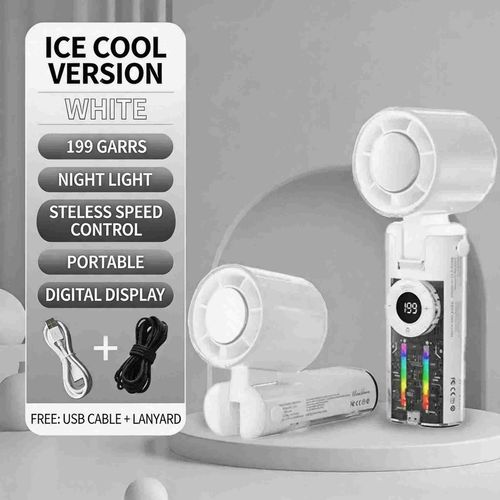 K811 Foldable Handheld Mini Portable Fan 4000mAh Battery Digital Display English Box Car RV Hotel Household Outdoor Use