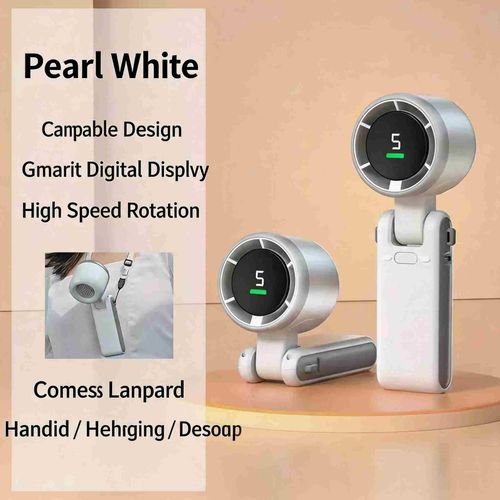 K811 Foldable Handheld Mini Portable Fan 4000mAh Battery Digital Display English Box Car RV Hotel Household Outdoor Use