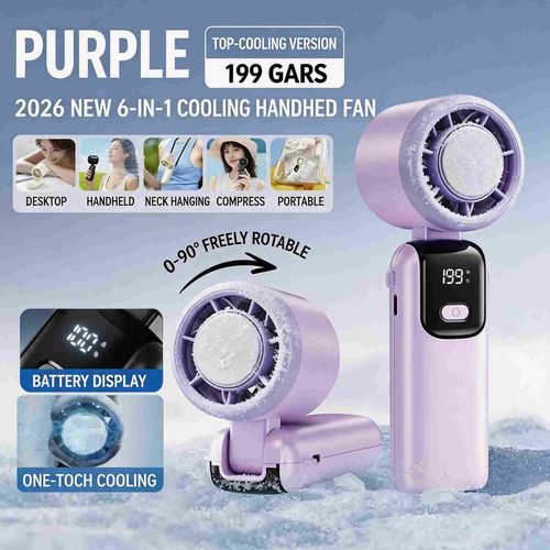 K811 Foldable Handheld Mini Portable Fan 4000mAh Battery Digital Display English Box Car RV Hotel Household Outdoor Use