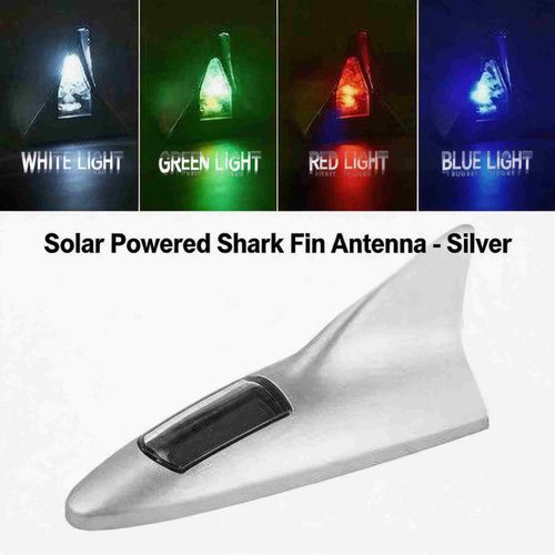 Solar Powered Shark Fin Shaped 8 LED Light Universal Car Roof Antenna Anti-Collision Decoration Car Shark Fin Antenna for Car