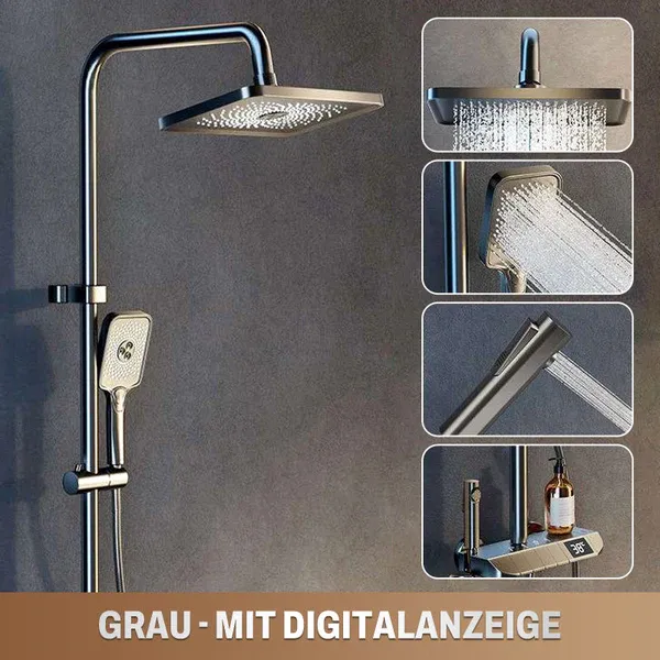 Intelligent pressure-increasing thermostatic shower set with digital display