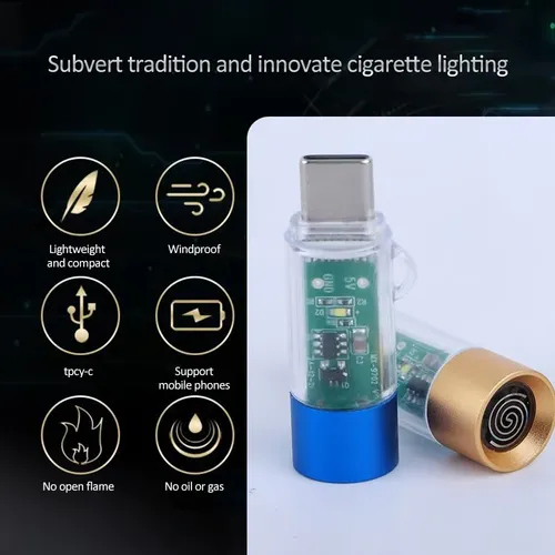 Flameless Windproof Coil Mini Type-C Lighter