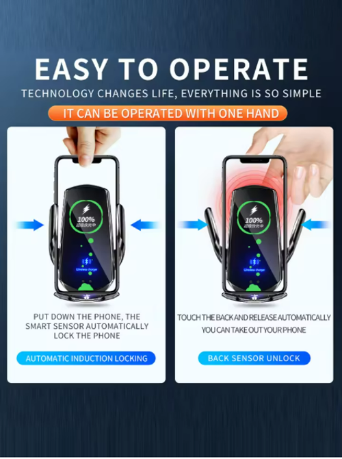 Best Selling 15W Fast Charging Auto-Clamping Car Phone Holder Q3 Smart Sensor Wireless Charger Magnetic Car Wireless Charger for