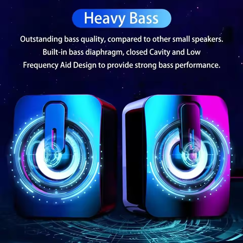✨RGB Desktop Speaker💡HiFi Sound with Mic & USB or Bluetooth