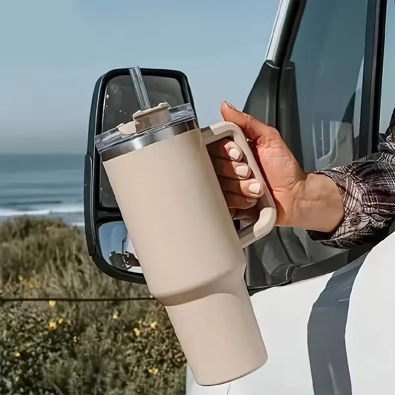 🔥❄️ 40oz Pink Tumbler 34H Cold + 12H Hot | Reusable Insulated Water Bottle with Handle & Straw