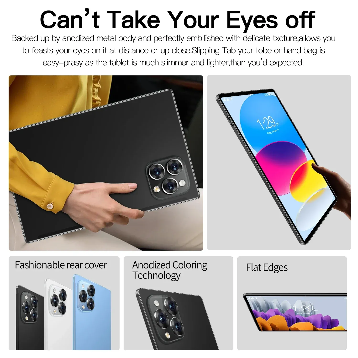 New 10.1-inch Original Android Tablet 12GB RAM 1TB ROM Google Play Dual camera Calling Tablet Bluetooth WIFI Android 11 5000mAh