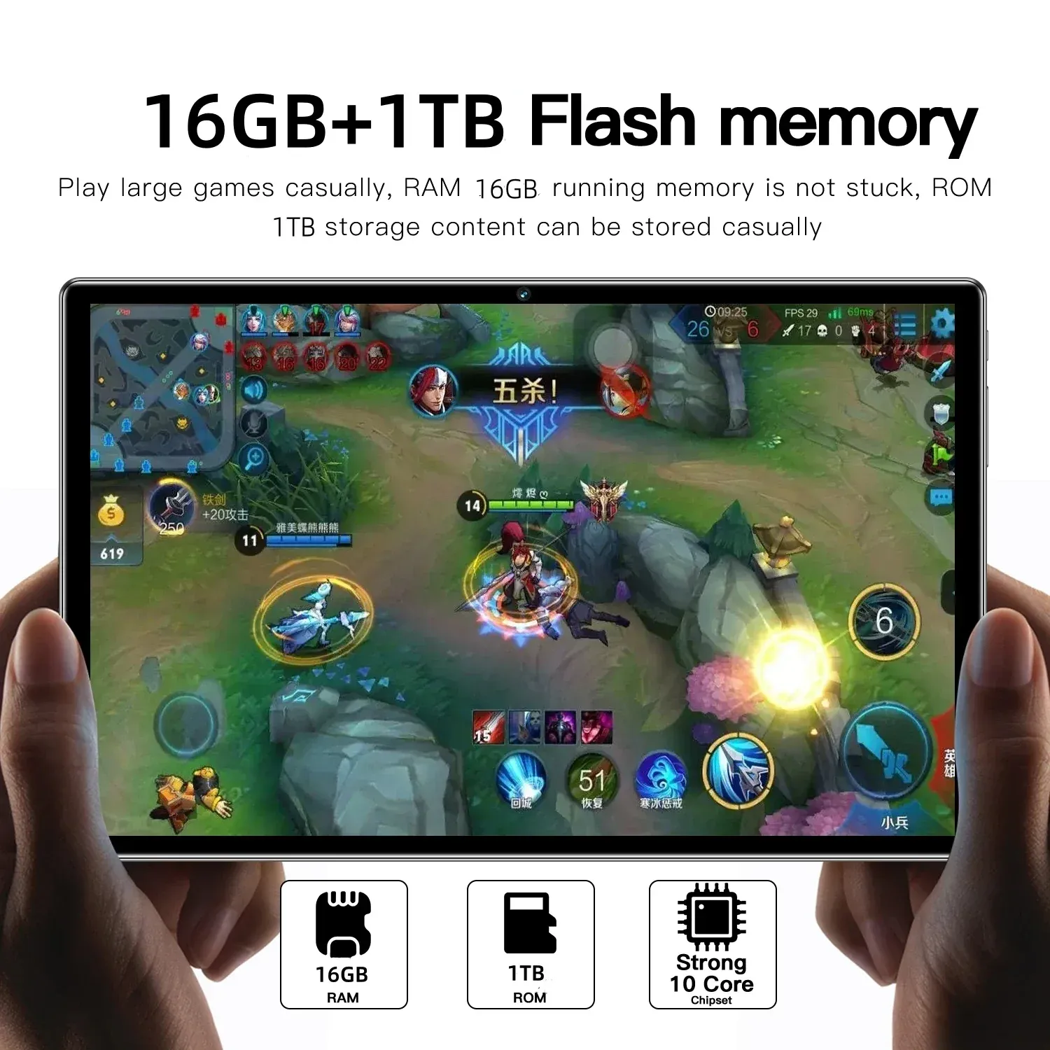 New 10.1-inch Original Android Tablet 12GB RAM 1TB ROM Google Play Dual camera Calling Tablet Bluetooth WIFI Android 11 5000mAh
