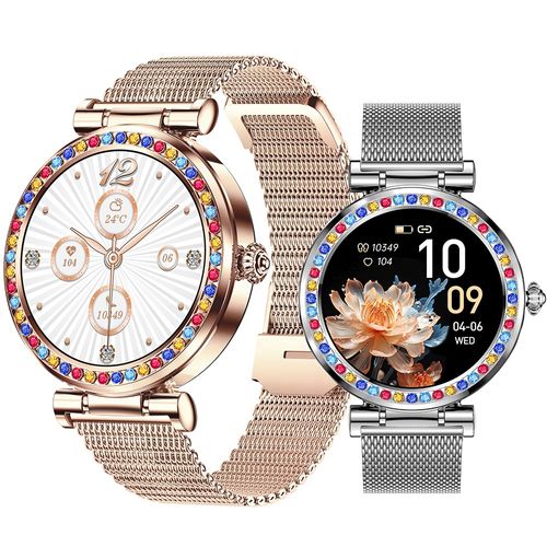 2024 Luxury Ladies Smart Watch CF30 Metal Case Heart Rate Monitor Answer Call Function Colorful diamonds for Women Girls